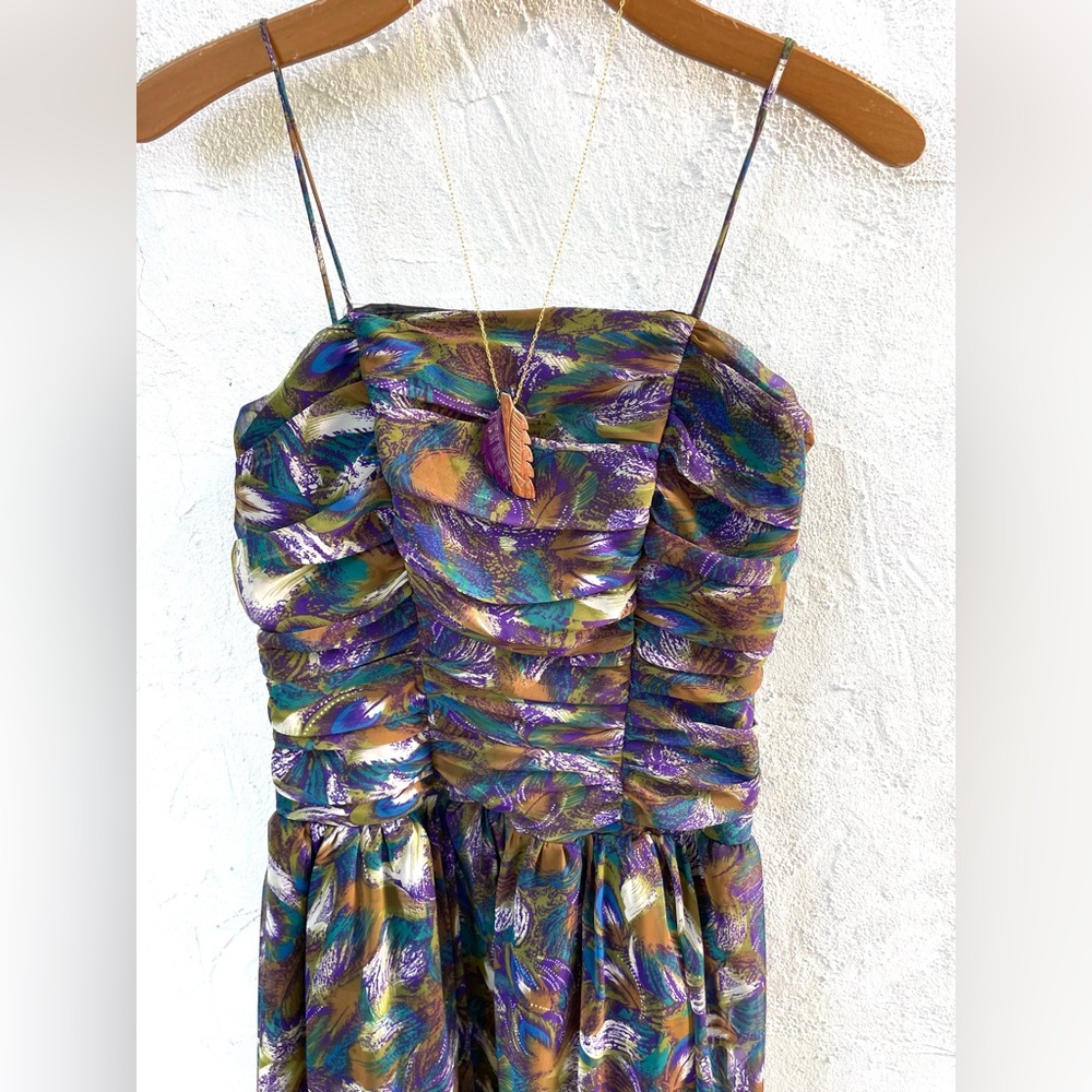 Vintage 80’s Peacock Feathers Party Dress / 80’s … - image 2